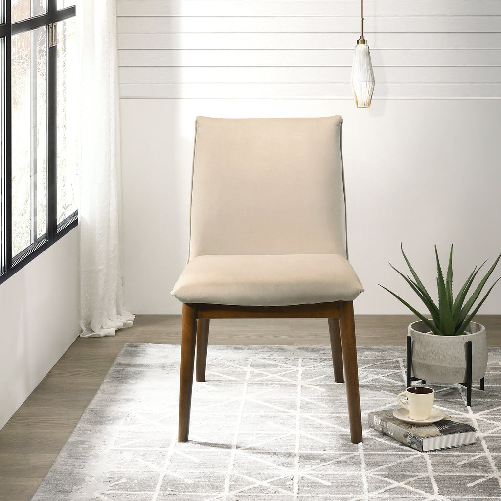 Monza Contemporary Dining Chair Set with Solid Wood Frame - Beige or Dark Green
