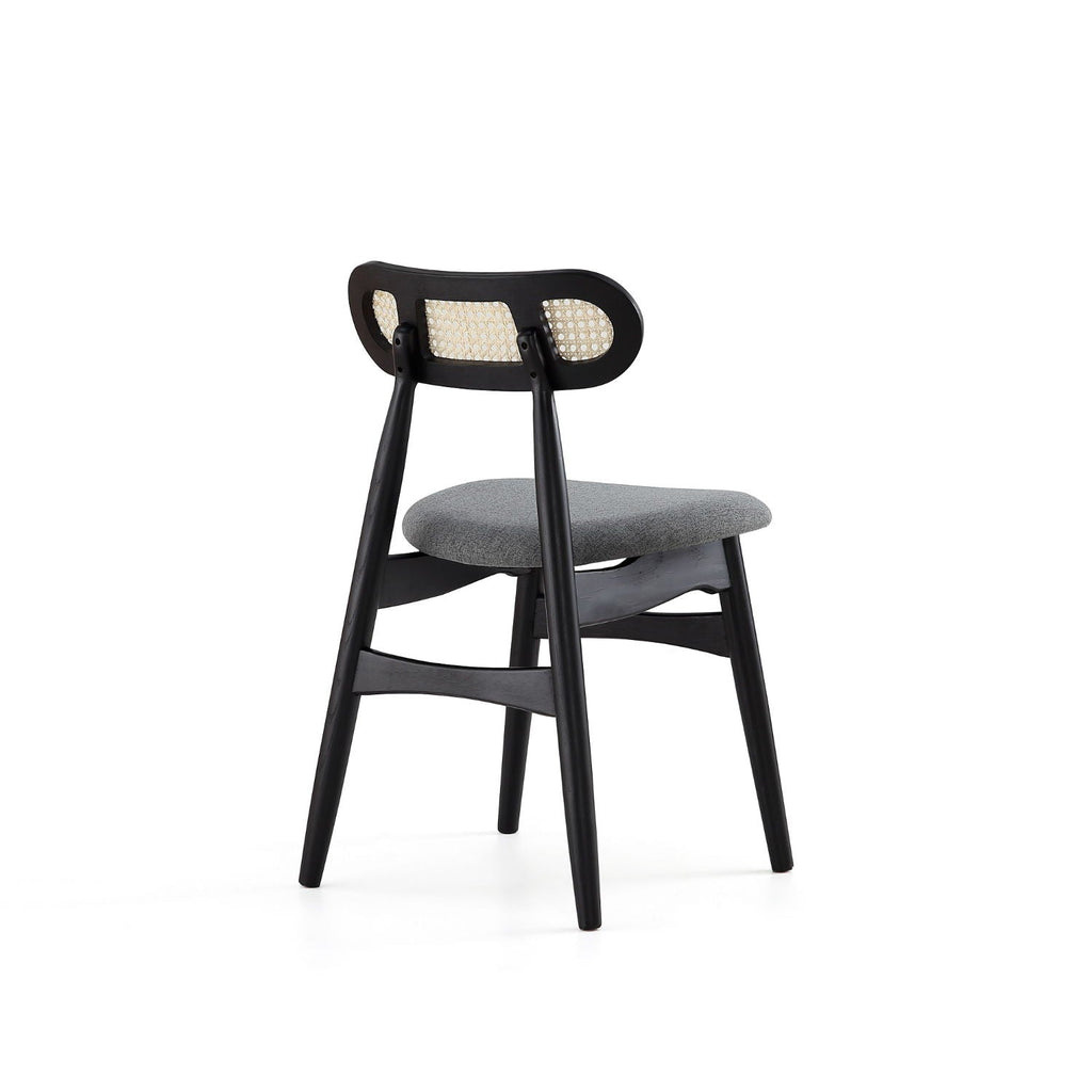 Dining Chair Set with Cane Backrest - Black or Light Brown