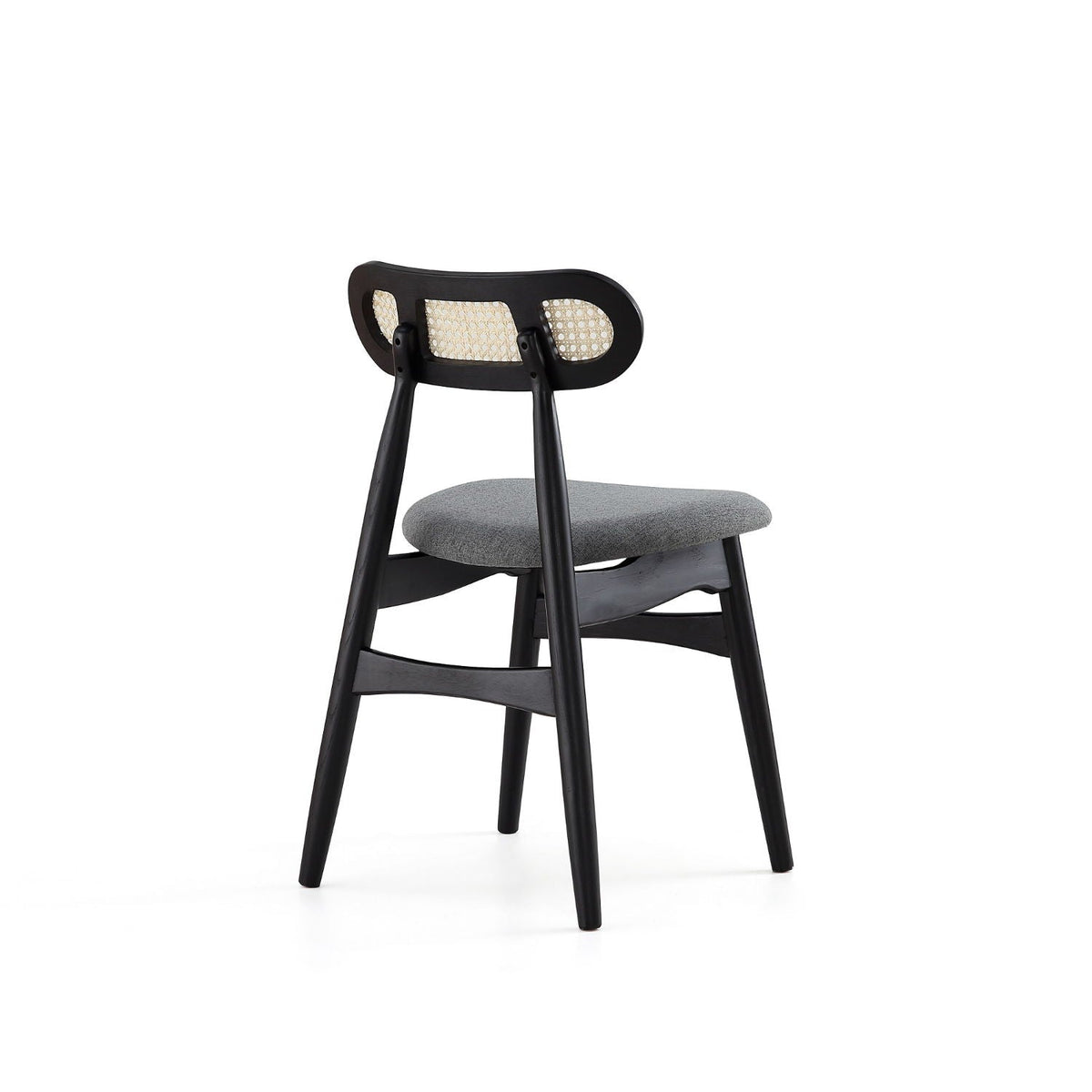 Dining Chair Set with Cane Backrest - Black or Light Brown