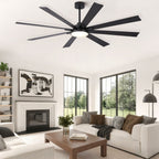 Large Ceiling Fan with Dimmable LED Light and Remote Control - Black or Dark Brown