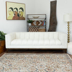 Mid Century Modern Sofa with Pet-Friendly Upholstery - White, Green, Orange