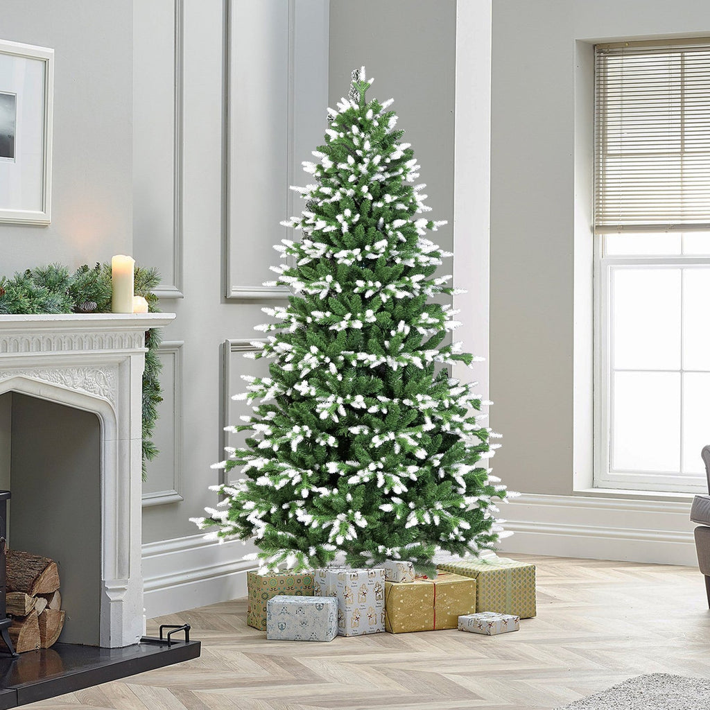 7FT Artificial Christmas Tree with White-Tipped PE & PVC Mix