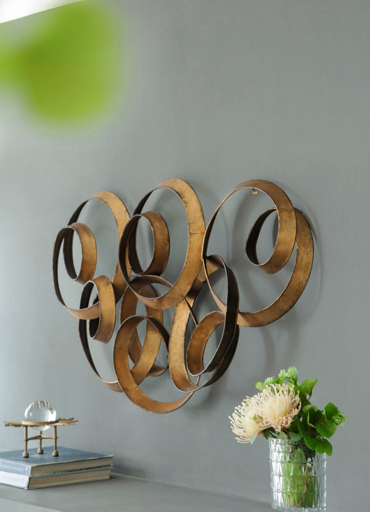 Gold SerethaLeaf Wall Decor with Elegant Leaf Motif - 38.4" W x 21.8" D