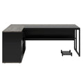 L-Shaped Executive Desk with Cabinet Storage - Dark Gray or Black