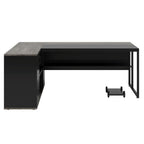 L-Shaped Executive Desk with Cabinet Storage - Dark Gray or Black