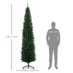 8ft Pencil Prelit Artificial Christmas Tree with 250 Colorful LED Lights
