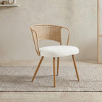 Wicker Dining Chairs - 2-Piece Set with Cushioned Cane Back - Brown