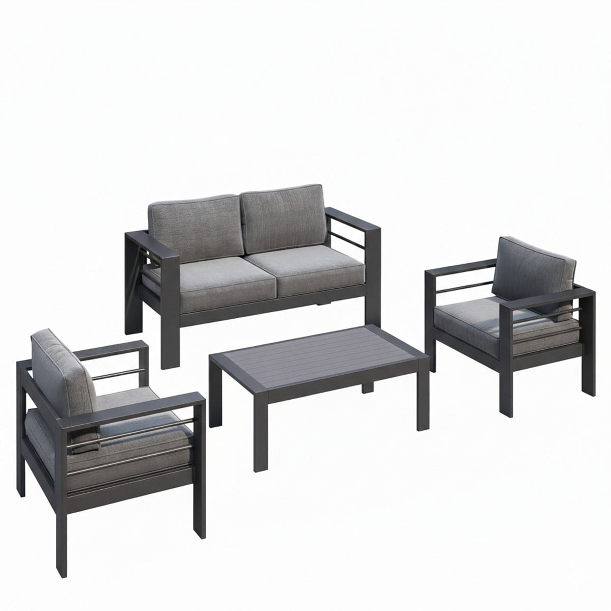 Outdoor Patio Set with All-Weather Cushions - Dark Gray