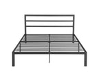 Queen Metal Bed Frame With Headboard - Durable Steel Platform - Dark Gray