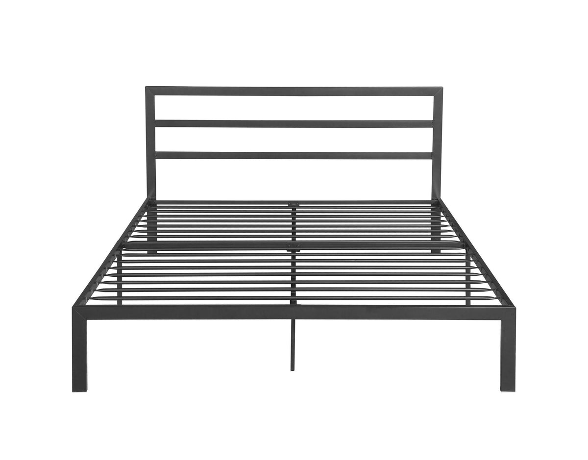 Queen Metal Bed Frame With Headboard - Durable Steel Platform - Dark Gray