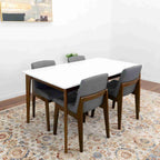 Rectangular Modern Dining Table with Solid Wood Construction – Dark Brown or White