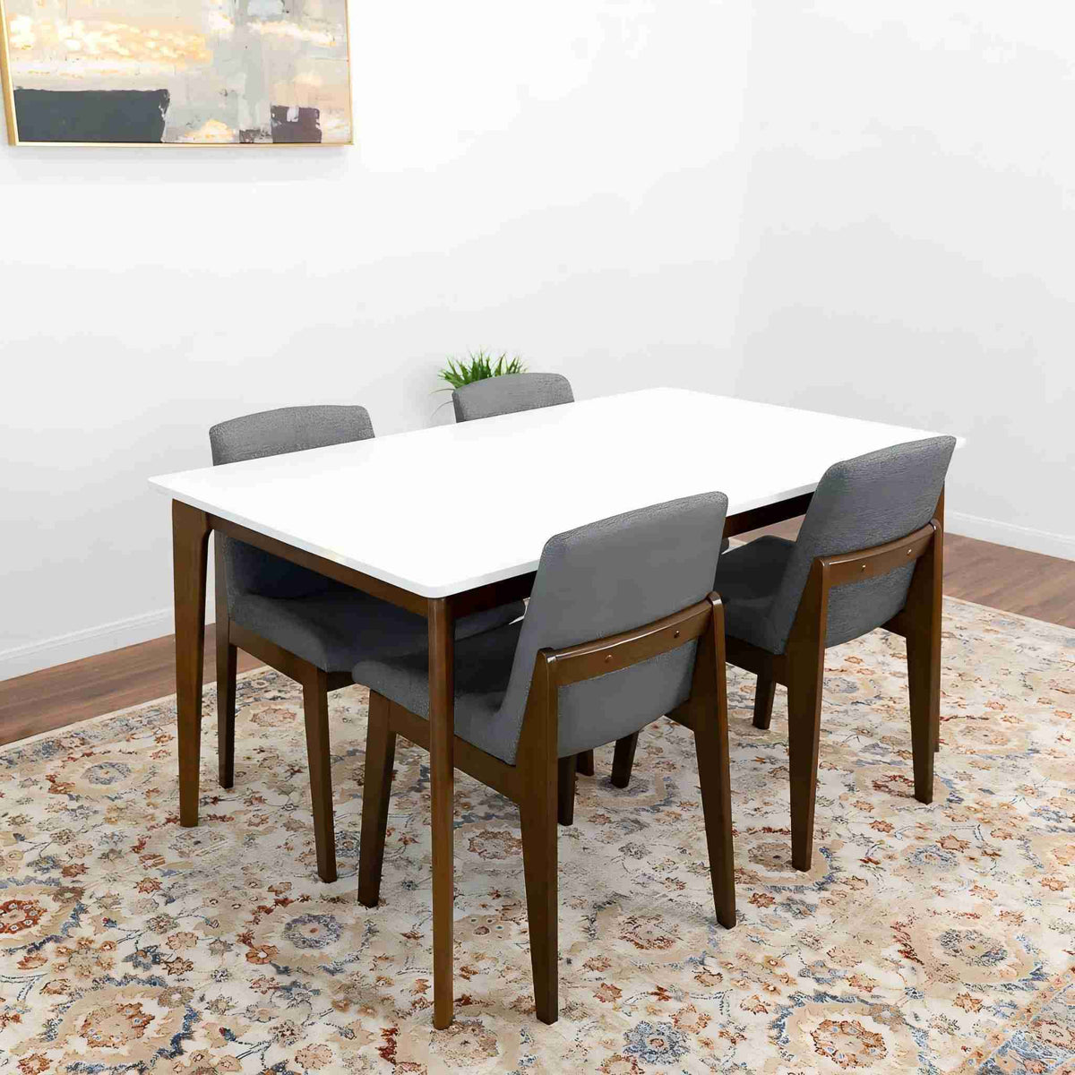 Rectangular Modern Dining Table with Solid Wood Construction – Dark Brown or White