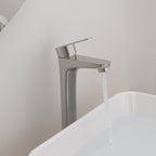 Single Handle Vessel Sink Faucet with Tall Spout - Gray or Black