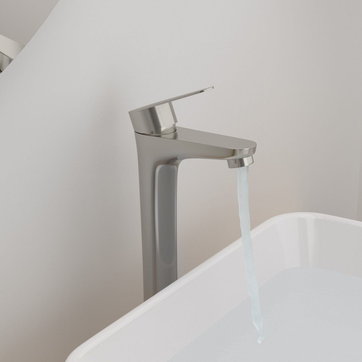 Single Handle Vessel Sink Faucet with Tall Spout - Gray or Black