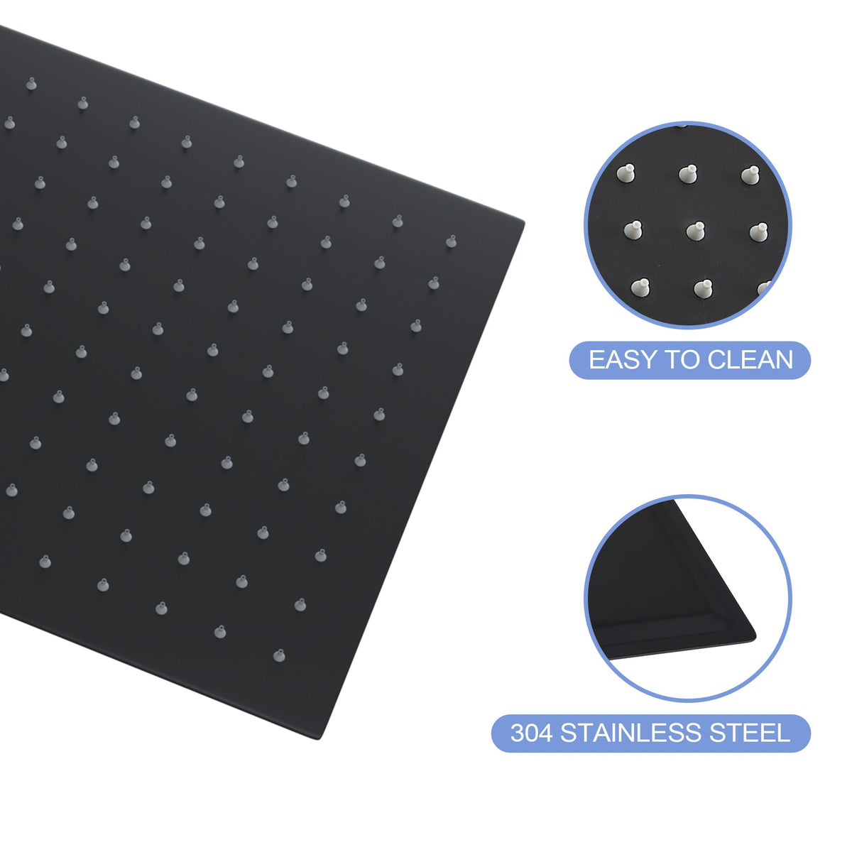 10" Square Rainfall Shower Head with 360° Adjustability – Multiple Colors