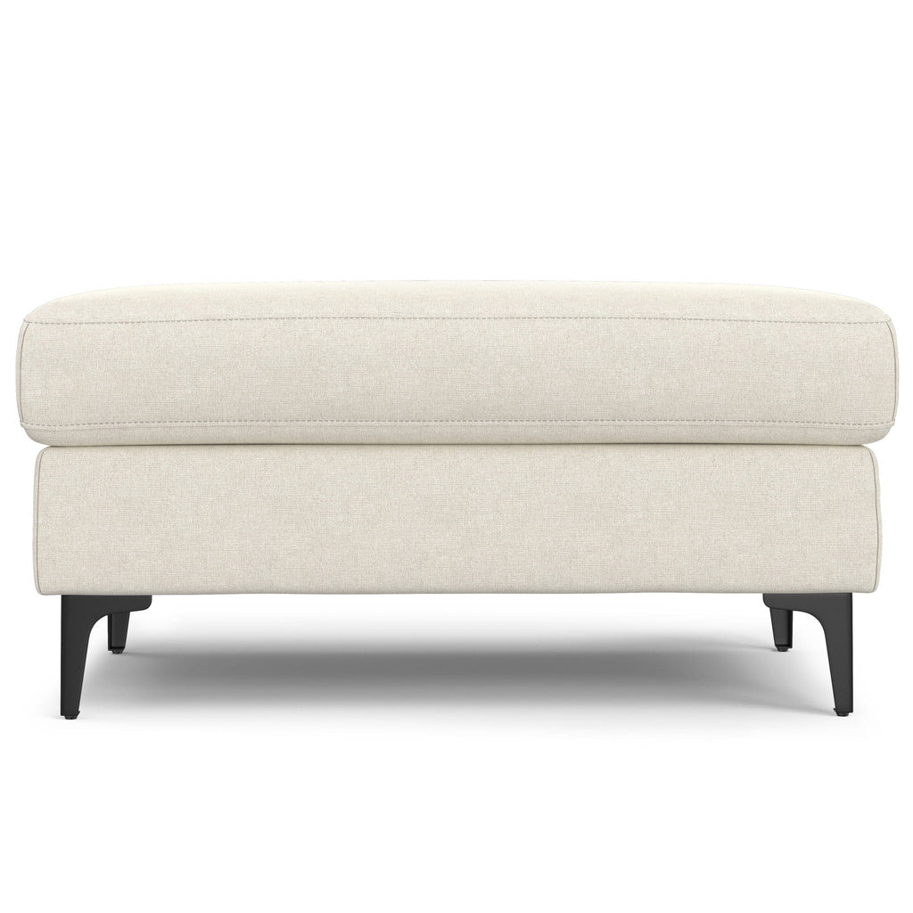 Versatile Mid Century Ottoman with Eco-Friendly Upholstery - Beige or Dark Gray