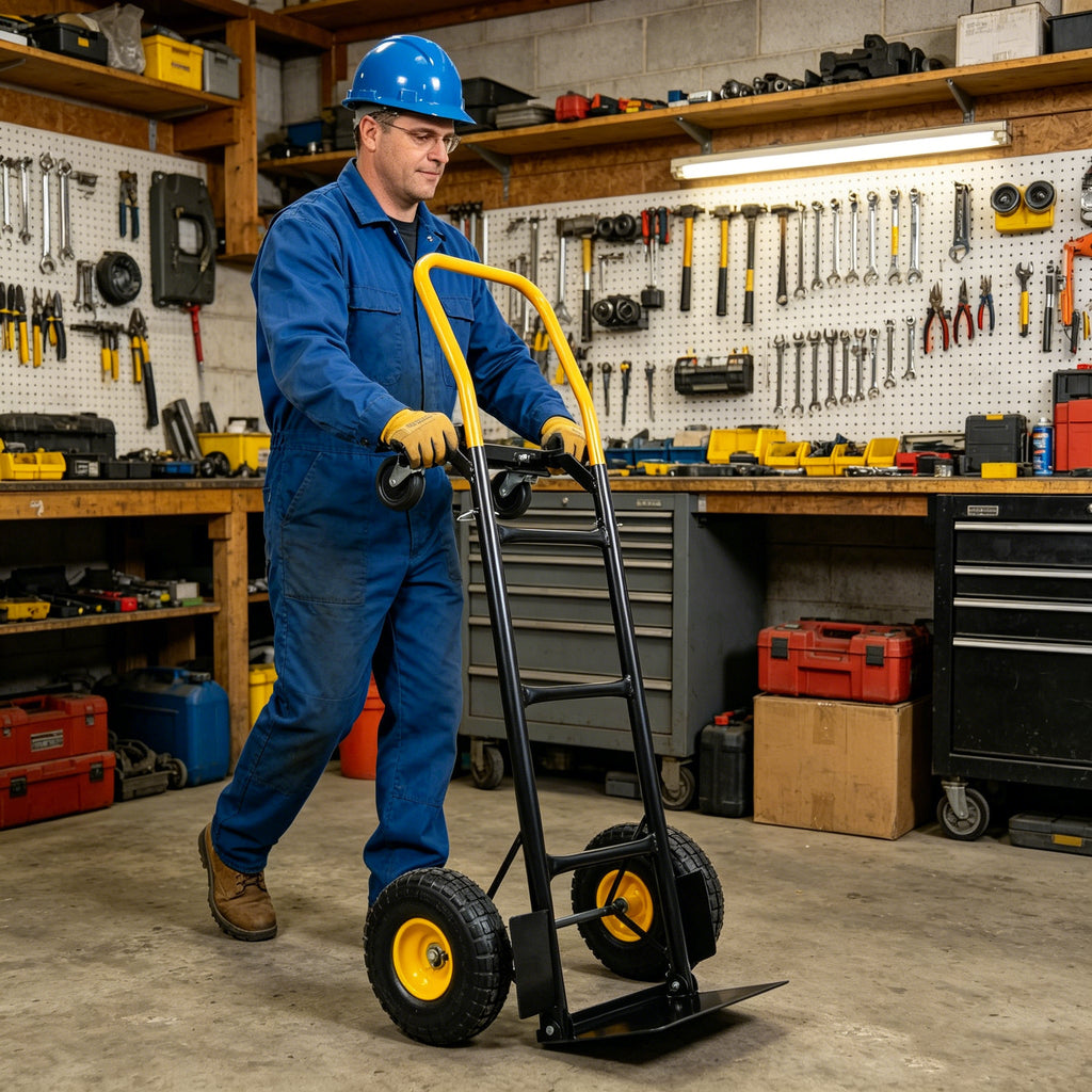 Dual Purpose Hand Truck Cart with Convertible Dolly Design - Black/Yellow