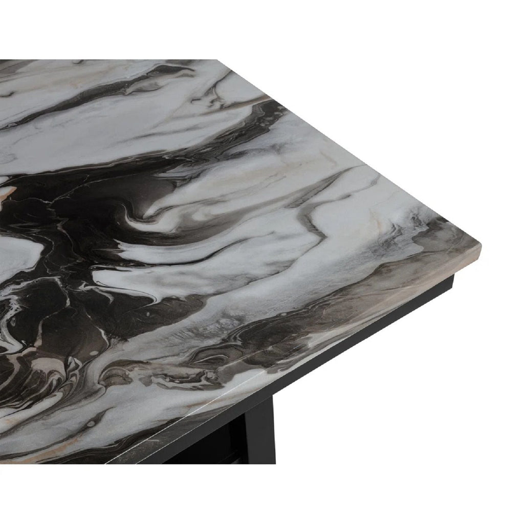 Counter Dining Table with Storage Shelf - Black