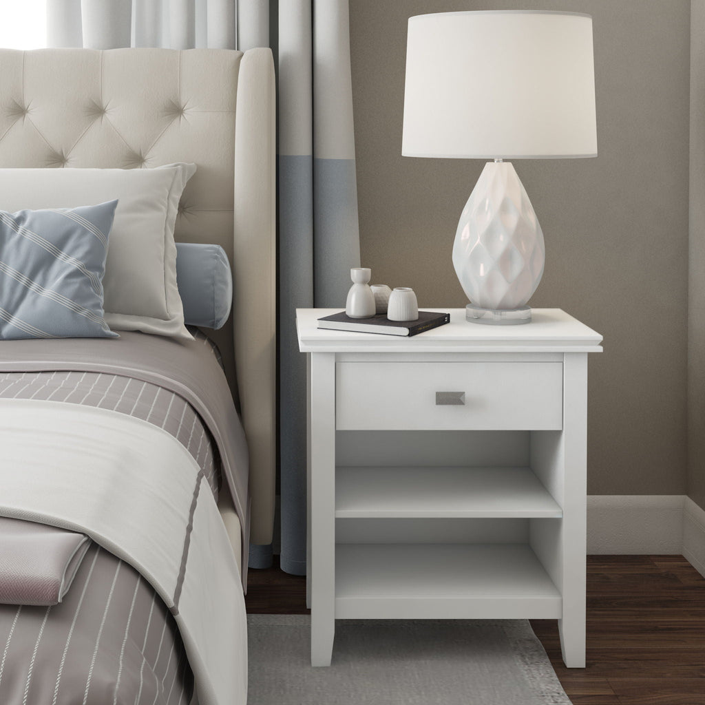 Handcrafted Bedside Table with Drawer and Shelf - Multiple Colors