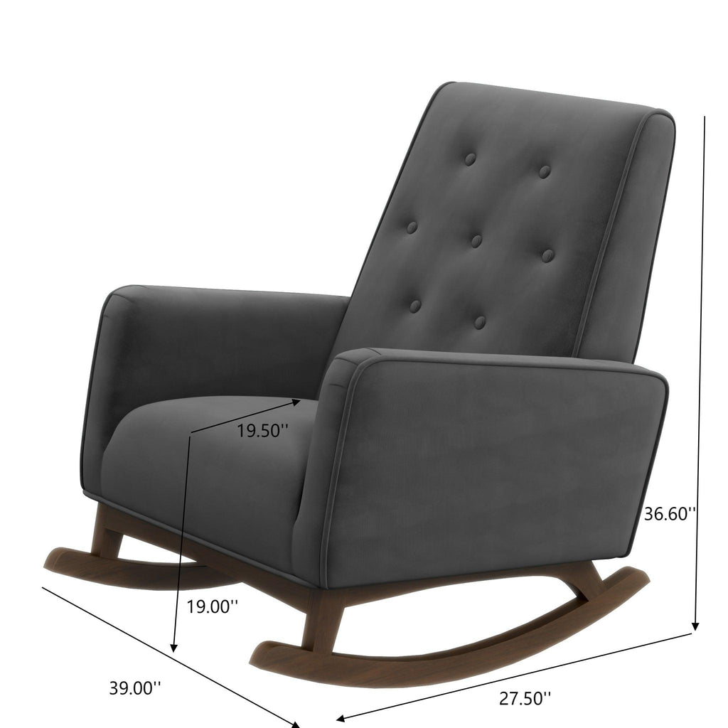 Mid-Century Modern Rocking Chair with High Density Foam Cushion - Dark Gray