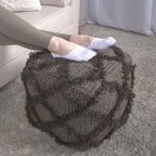 Handcrafted Wool and Cotton Pouf with Durable Construction - Brown