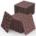 Stone Texture 12" Patio Deck Tiles with Interlocking Design - Set of 44