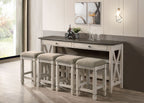Antique White Console Table 5 Piece Dining Set with Storage Drawers
