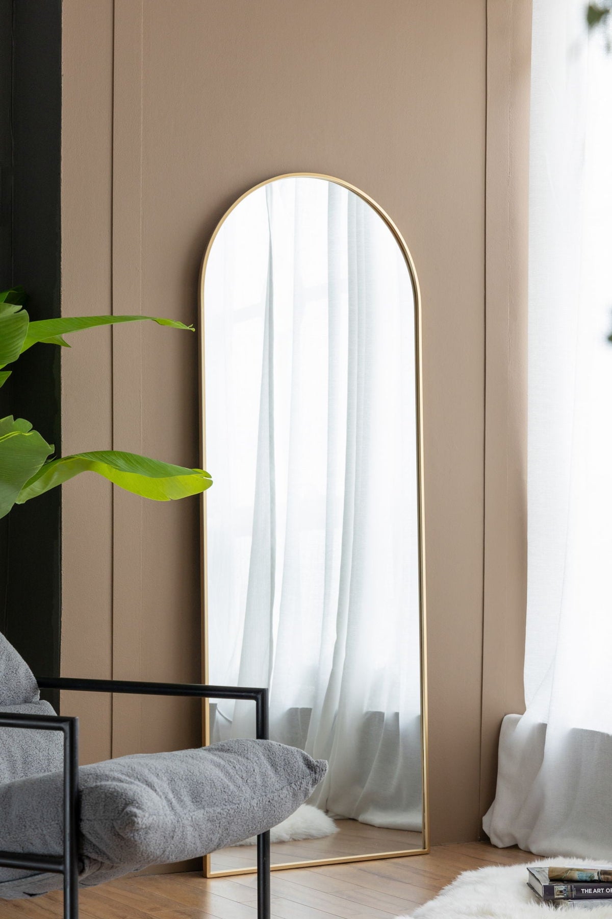 Celine Arch Body Mirror with Slim Frame - Black or Gold