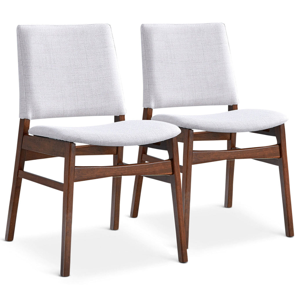 Brown / Light Gray Dining Chair Set with Solid Wood Frame - Set of 2