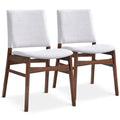Brown / Light Gray Dining Chair Set with Solid Wood Frame - Set of 2