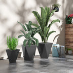 Gray Indoor Outdoor Planters Set of 3 with Drainage Holes