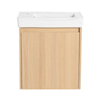 Modern Bathroom Vanity with Ceramic Basin and Storage Cabinet - Light Brown, Black, or White