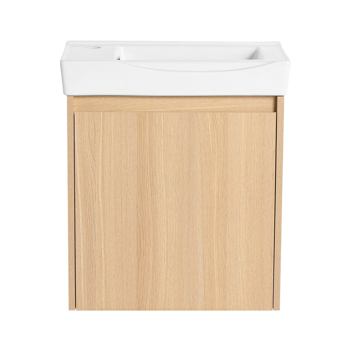 Modern Bathroom Vanity with Ceramic Basin and Storage Cabinet - Light Brown, Black, or White