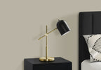 Brass Metal Table Lamp with Black Shade - Gold
