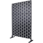 Freestanding Metal Privacy Screen with Durable Construction - Black