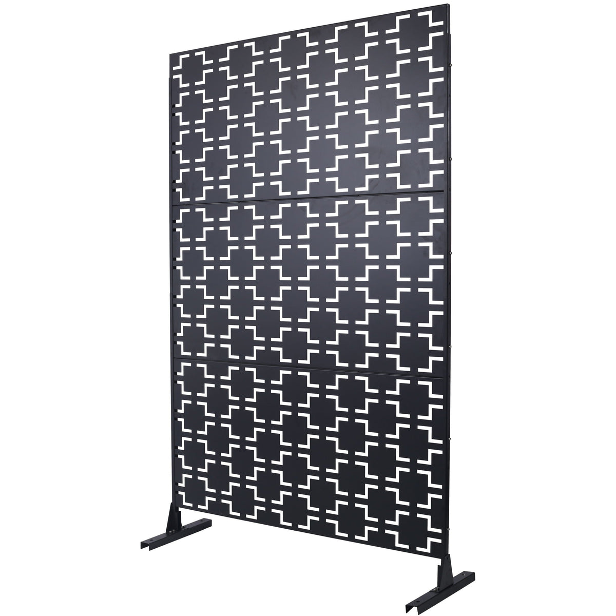 Freestanding Metal Privacy Screen with Durable Construction - Black
