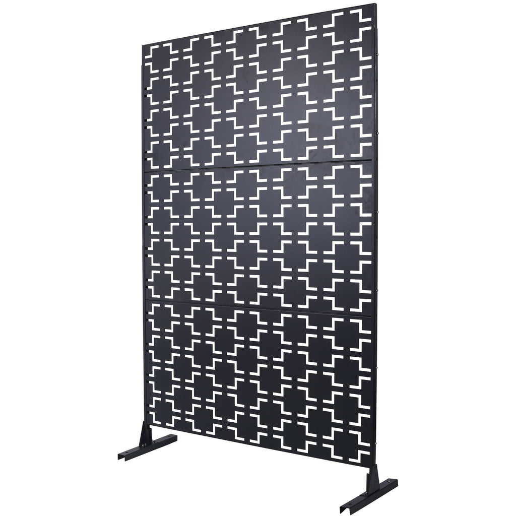 Black Metal Room Divider Privacy Screen with Rust-Resistant Finish