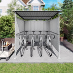 Outdoor Pergola Bike Storage Shed with Galvanized Steel Roof - Gray