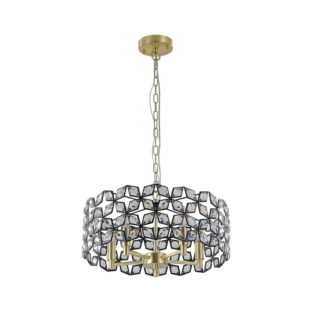 Geometric Crystal Pendant Chandelier with K9 Crystal - Black Gold