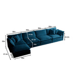 Modular U Shaped 5-Seater Sectional Sofa with Ottoman - Blue Chenille