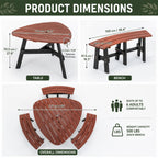 6-Person Semi-Circular Outdoor Solid Fir Wood Picnic Table Set