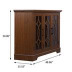 Modern Sideboard with Glass Doors and Adjustable Shelves - Dark Oak