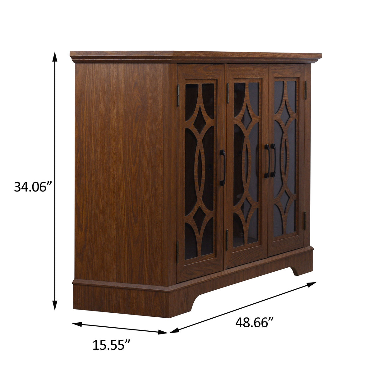 Modern Sideboard with Glass Doors and Adjustable Shelves - Dark Oak