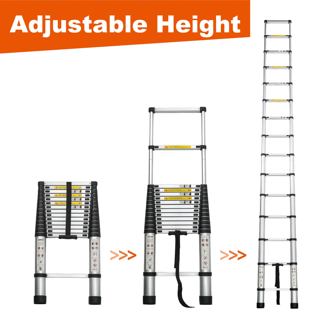 Telescoping Ladder 14.5FT with 300 lb Capacity - Aluminum