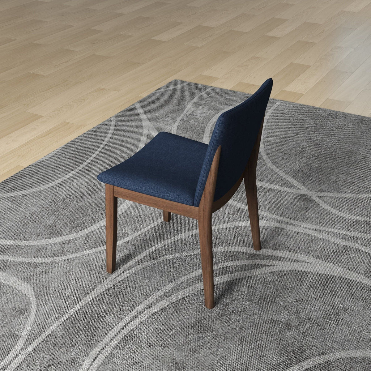Mid-Century Modern Solid Wood Dining Chair Set with Fabric Upholstery - Multiple Colors