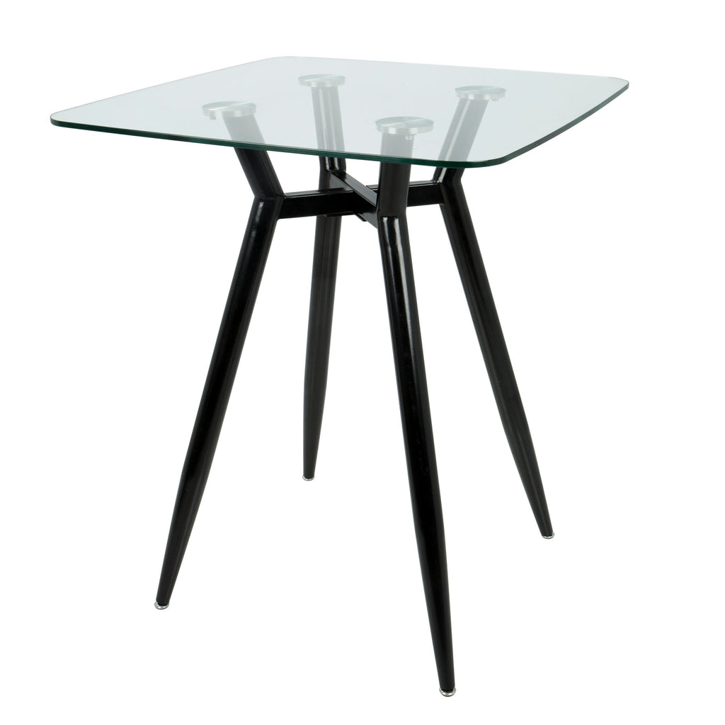 Mid Century Modern Square Counter Table with Sturdy Metal Base - Dark Brown or Black