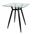 Mid Century Modern Square Counter Table with Sturdy Metal Base - Dark Brown or Black