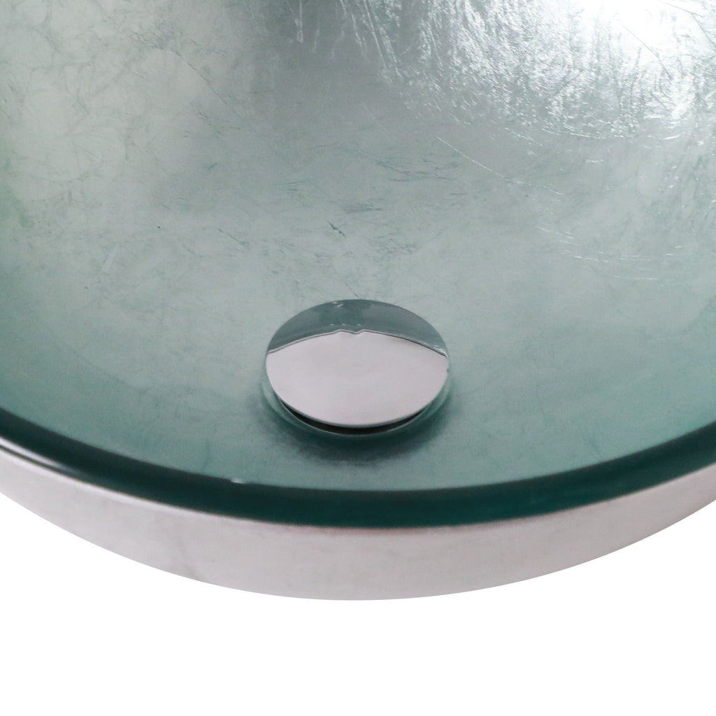 Tempered Glass Vessel Sink with Pop-Up Drain - White, Pearl Silver, Dark Brown, Dark Gray