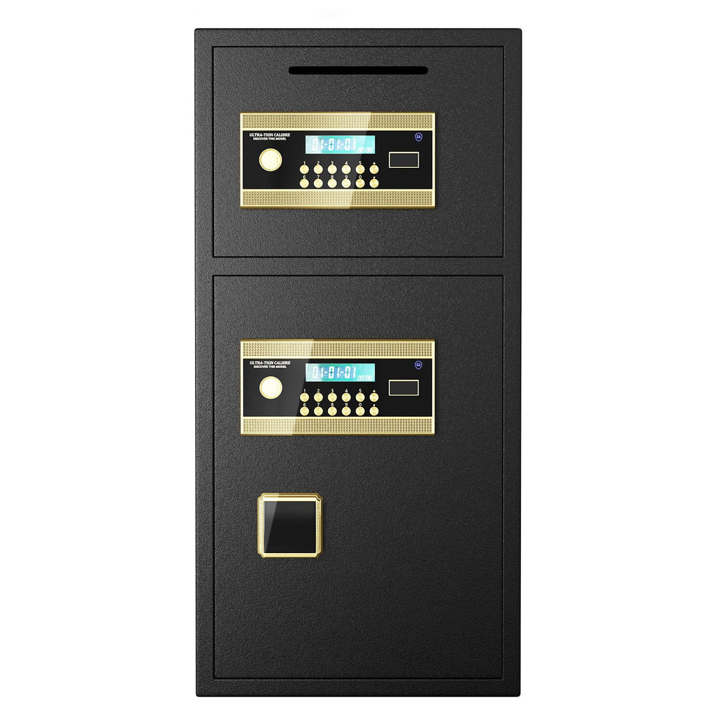 Large Double Door Digital Security Safe with Fireproof and Waterproof Bag - Black