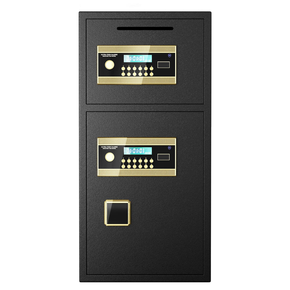 Large Double Door Digital Security Safe with Fireproof and Waterproof Bag - Black